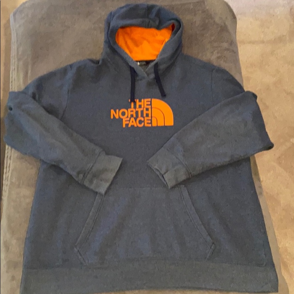 The North Face hoodie 2XL heather blue/orange
